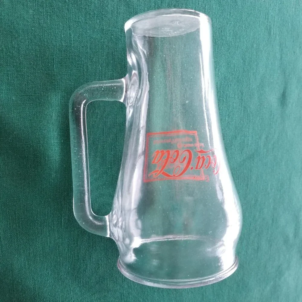 Vintage Coca-Cola Glass Mug Handle Red Lettering